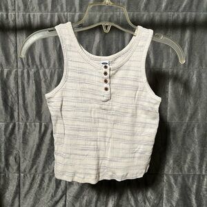 Old Navy Cream Plaid Tank Top